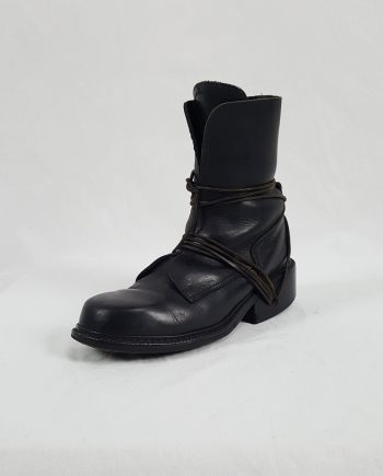 Dirk Bikkembergs black tall boots with laces through the soles (42) — late 90's