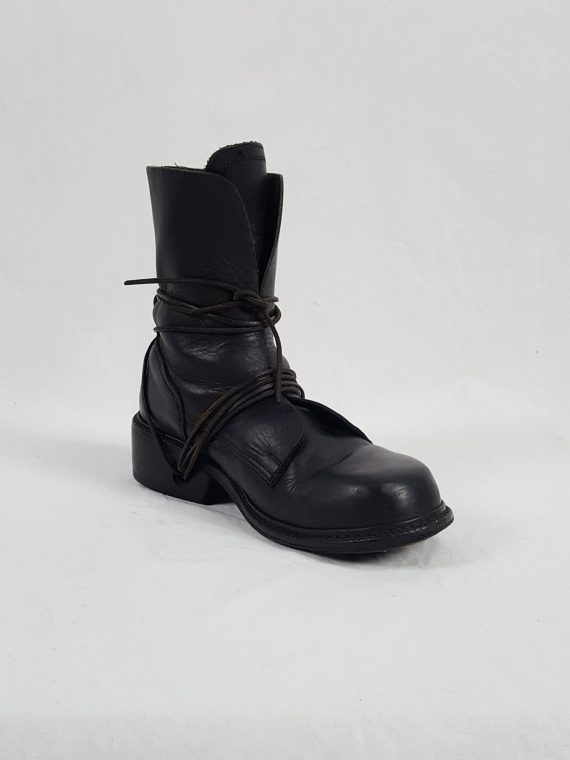 Vaniitas Dirk Bikkembergs black tall boots with laces through the soles 1990s113627