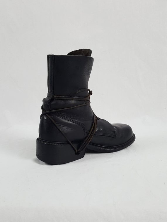 Vaniitas Dirk Bikkembergs black tall boots with laces through the soles 1990s113645