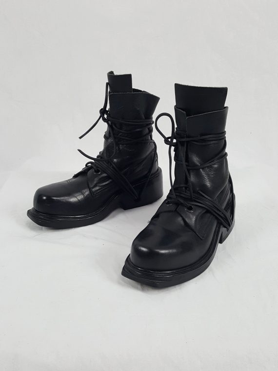 Vaniitas Dirk Bikkembergs black tall boots with laces through the soles 90s archive 114631