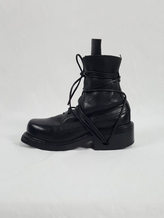 Vaniitas Dirk Bikkembergs black tall boots with laces through the soles 90s archive 114931