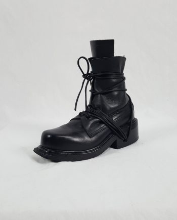 Dirk Bikkembergs black tall boots with laces through the soles (38) — late 90's