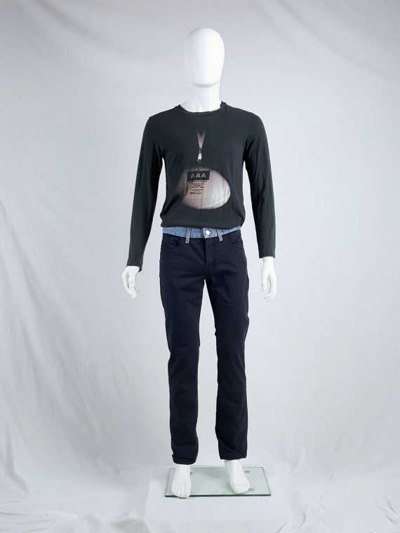 Vaniitas Dirk Bikkembergs dark blue trousers with integrated denim waistband 164358