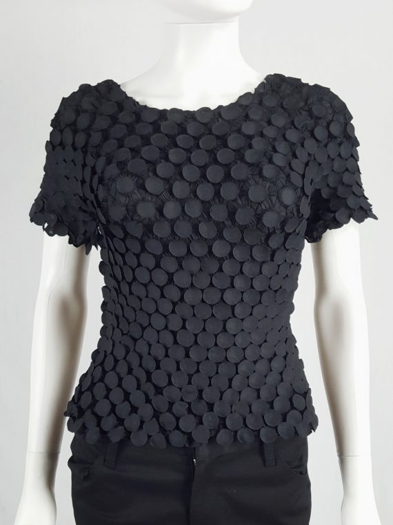 Vaniitas Issey Miyake black t-shirt with the fabric manipulated into 3D circles 124620 copy