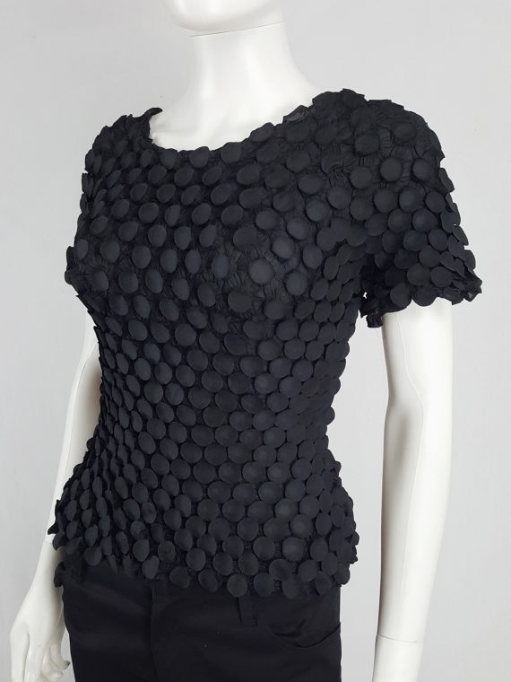 Vaniitas Issey Miyake black t-shirt with the fabric manipulated into 3D circles 124655 copy