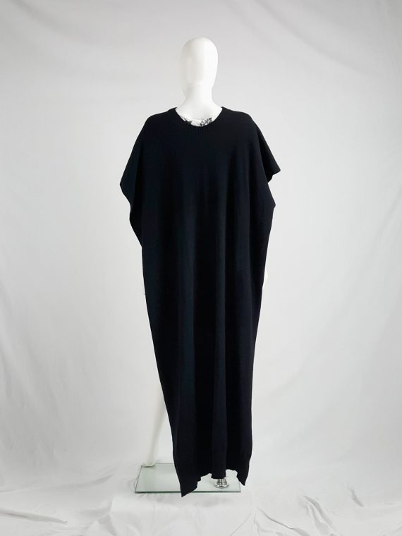Vaniitas Junya Watanabe black knit poncho with long cape 124327