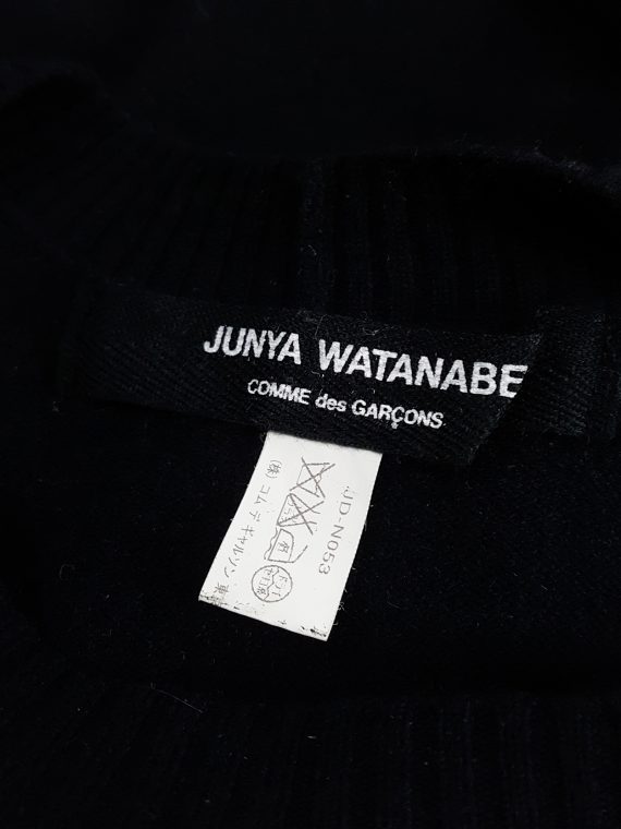 Vaniitas Junya Watanabe black knit poncho with long cape 124815