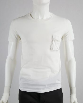 Raf Simons white t-shirt with cargo pocket — spring 2005
