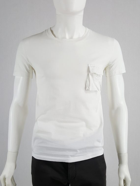 Vaniitas Raf Simons white t-shirt with cargo pocket spring 2005 160801