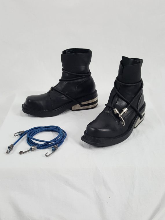 Vaniitas vintage Dirk Bikkembergs black mountaineering boots with black and blue elastic spring 1999 152521 copy