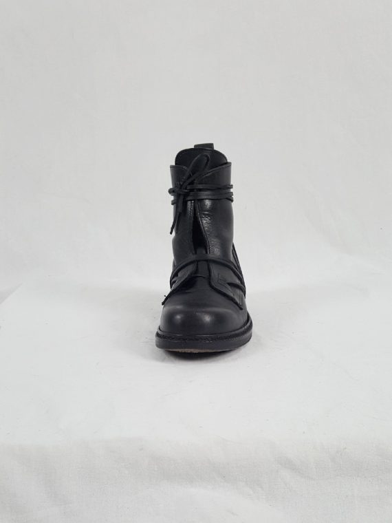 Vaniitas Dirk Bikkembergs black tall boots with laces through the soles 1990S 90S 163656(0)