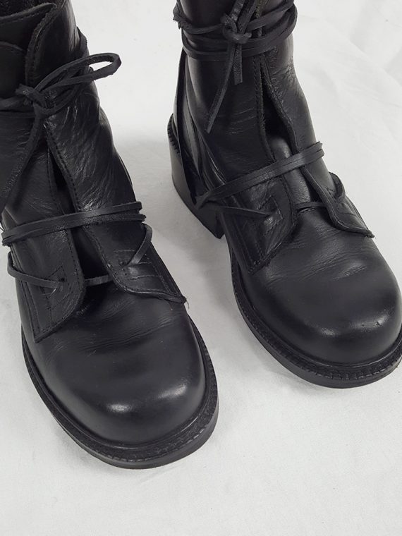 Vaniitas Dirk Bikkembergs black tall boots with laces through the soles 1990S 90S 163846