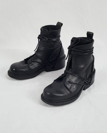 Dirk Bikkembergs black tall boots with laces through the soles (37) — late 90's