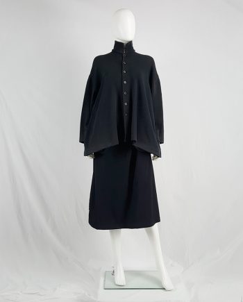 Yohji Yamamoto black loose button-up jumper — 1980's