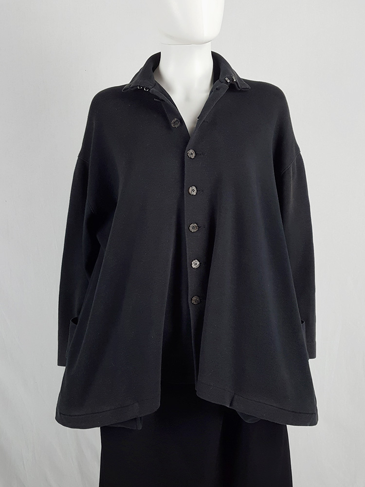 Yohji Yamamoto black loose button-up jumper — 1980's - V A N II T A S
