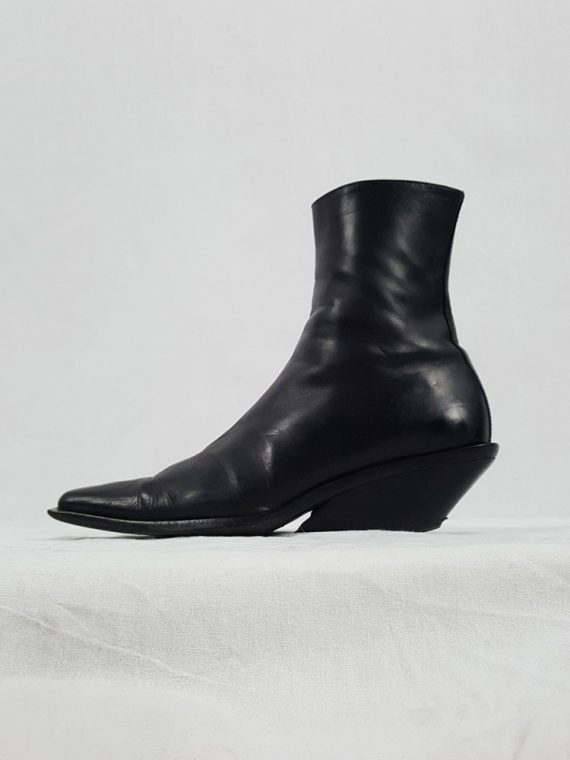 vaniitas Ann Demeulemeester black cowboy boots with slanted heel runway fall 2001 0916
