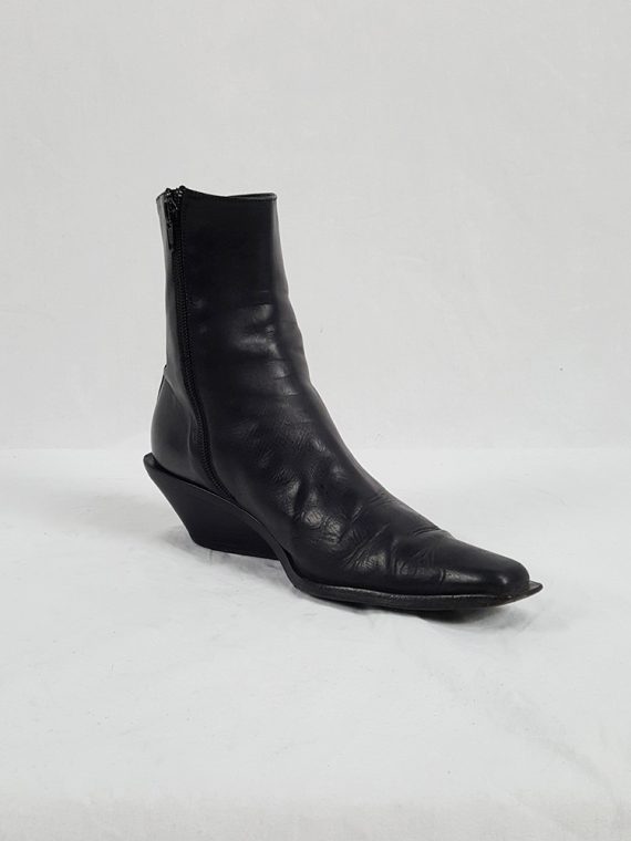 vaniitas Ann Demeulemeester black cowboy boots with slanted heel runway fall 2001 1031