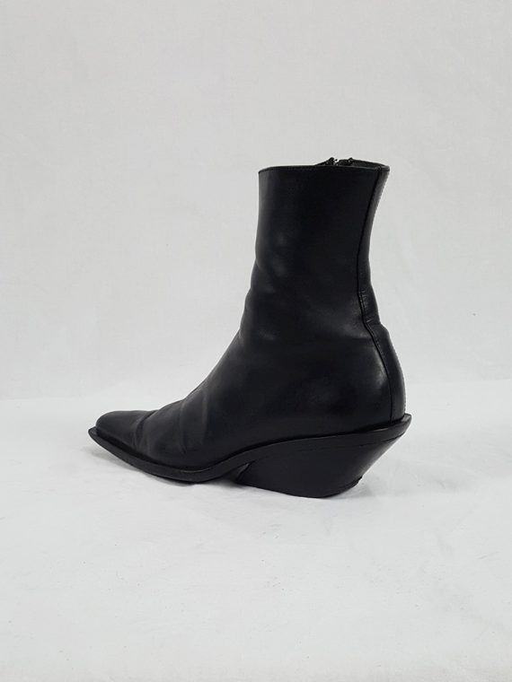 vaniitas Ann Demeulemeester black cowboy boots with slanted heel runway fall 2001 1107