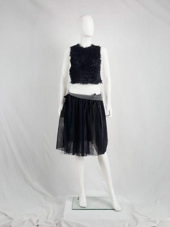 vaniitas vintage Comme des Garcons sheer jumper with a black furry front panel spring 2003 150811