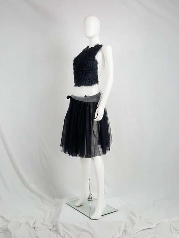 vaniitas vintage Comme des Garcons sheer jumper with a black furry front panel spring 2003 150851