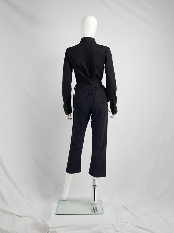 vaniitas vintage Dirk Bikkembergs black slit shirt with mountaineering belts 1990S 124807