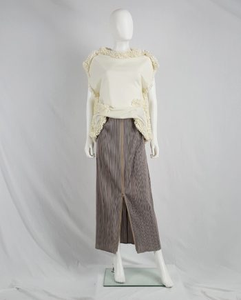 vintage Issey Miyake Pleats Please dark beige pleated maxi skirt with front zipper