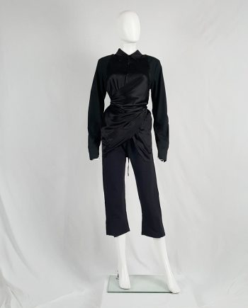 A.F. Vandevorst black wrapped shirt in contrasting materials