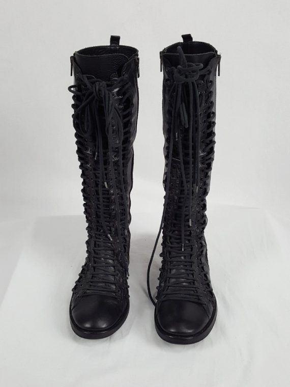 vaniitas vintage Ann Demeulemeester black flat triple lace boots fall 2008 201617