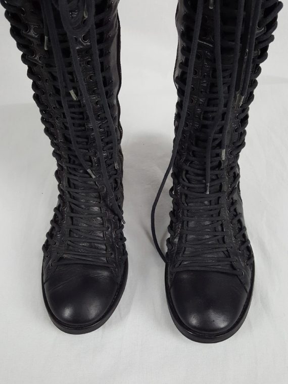 vaniitas vintage Ann Demeulemeester black flat triple lace boots fall 2008 201629