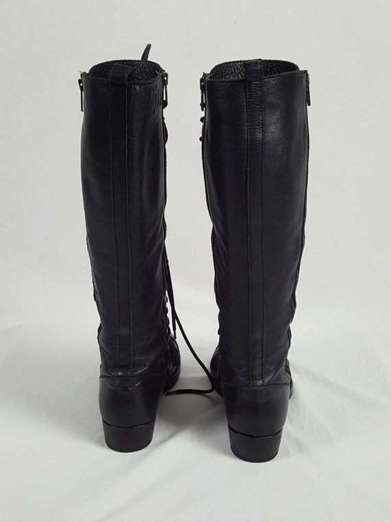 vaniitas vintage Ann Demeulemeester black flat triple lace boots fall 2008 201648(0)