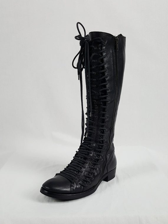 vaniitas vintage Ann Demeulemeester black flat triple lace boots fall 2008 202200(0)