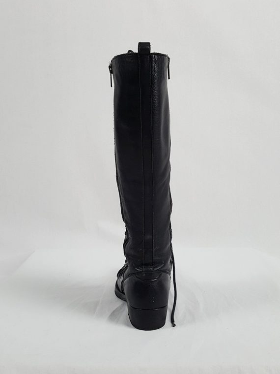 vaniitas vintage Ann Demeulemeester black flat triple lace boots fall 2008 202315
