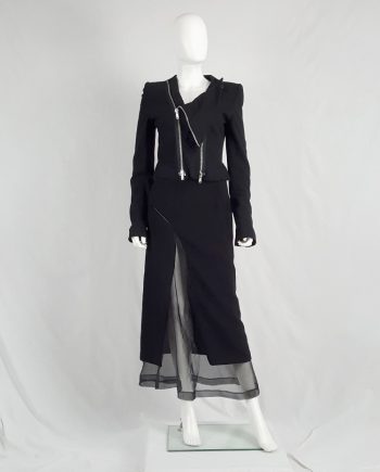 Comme des Garçons black skirt with curved mesh cutout — fall 1997