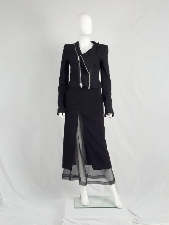 vaniitas vintage Comme des Garçons black skirt with curved mesh cutout fall 1997 143707