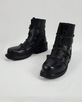 Dirk Bikkembergs black boots with laces through the soles (42) — late 90's
