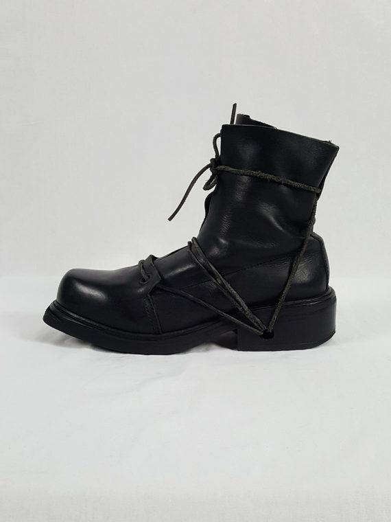 vaniitas vintage Dirk Bikkembergs black boots with laces through the soles 1990s 90s 155116