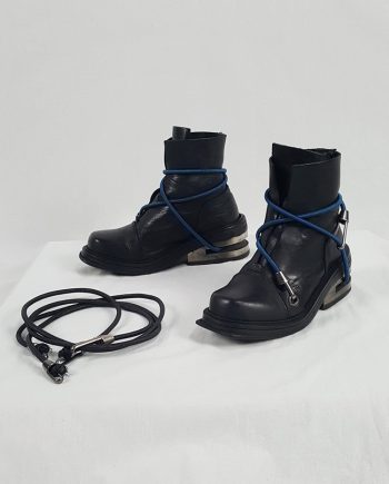 Dirk Bikkembergs black mountaineering boots with black and blue elastic (37) — fall 1996