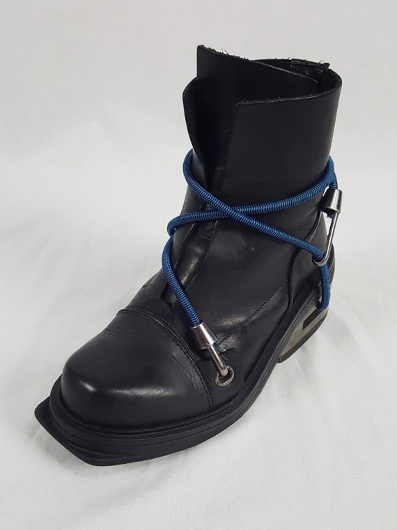 vaniitas vintage Dirk Bikkembergs black mountaineering boots with black and blue elastic fall 1996 152516