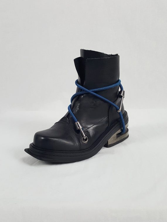vaniitas vintage Dirk Bikkembergs black mountaineering boots with black and blue elastic fall 1996 152746