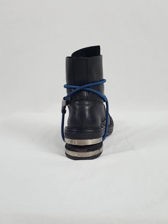 vaniitas vintage Dirk Bikkembergs black mountaineering boots with black and blue elastic fall 1996 152833(0)