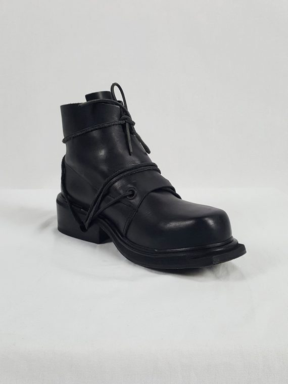 vaniitas vintage Dirk Bikkembergs black mountaineering boots with laces through the soles 1990s 90s 153452