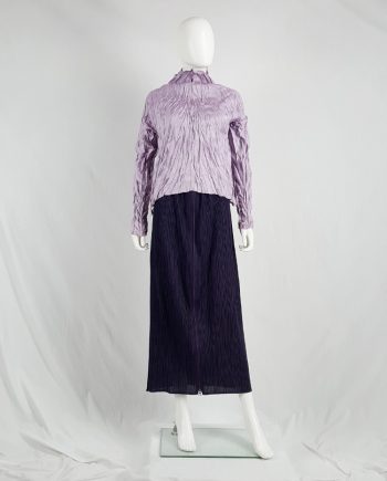 Issey Miyake Pleats Please dark purple pleated maxi skirt with front zipper