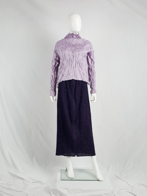 vaniitas vintage Issey Miyake Pleats Please dark purple pleated maxi skirt with front zipper 125418