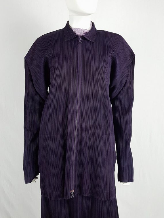 vaniitas vintage Issey Miyake Pleats Please purple pleated cardigan with square shoulders 130119