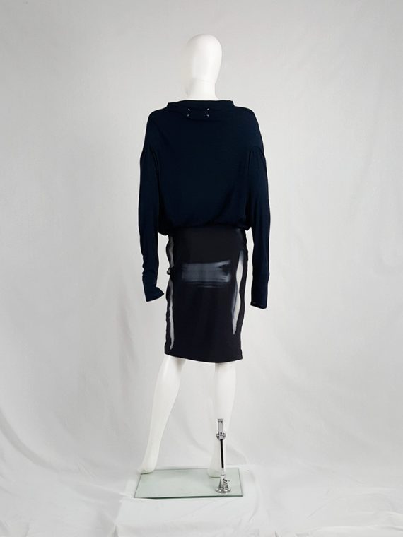 vaniitas vintage Maison Martin Margiela black skirt with painted trompe-l’oeil runway spring 2008 162144
