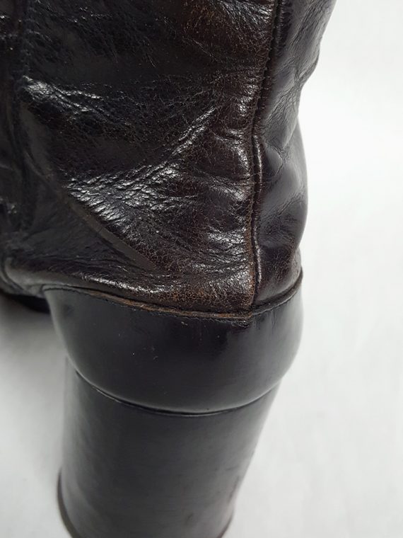 vaniitas vintage Maison Martin Margiela brown tall tabi boots with round heel runway fall 2003 215243