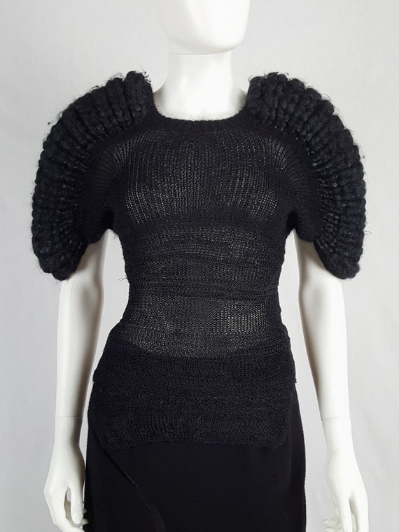 vaniitas vintage Noir Kei Ninomiya black knit top with dramatic curved sleeves fall 2013 141528