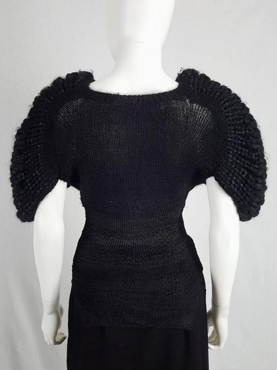 vaniitas vintage Noir Kei Ninomiya black knit top with dramatic curved sleeves fall 2013 142201