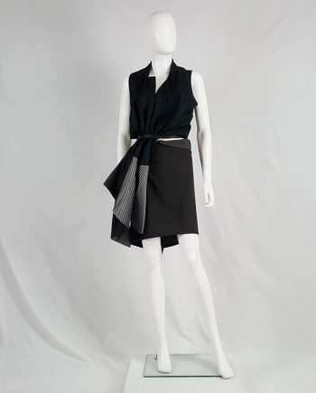 Ann Demeulemeester grey skirt with back drape — 1990's