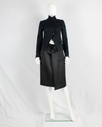 A.F. Vandevorst black pencil skirt with blazer lapel and breast pocket — spring 2013